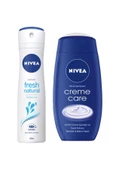 NIVEA Fresh Natural 150ml Deodorant + Creme Care 250ml Duş Jeli - 1