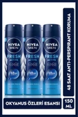 NIVEA MEN Erkek Sprey Deodorant Fresh Active,48 Saat Deodorant Koruması, 150ml 3 Adet - 1