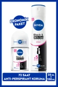 NIVEA Kadın Sprey Deodorant Black&White Clear 150ml Ve Mini Roll-on 25ml, 72 Saat Anti-perspirant Koruma - 1