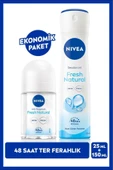 NIVEA Kadın Sprey Deodorant Fresh Natural 150ml Ve Mini Roll-on Fresh Natural 25ml - 1