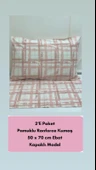 NİVEMESHOME PEMBE EKOSE DESEN 2 Lİ YASTIK KILIFI KAPAKLI 50X70 - 1