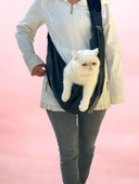 Kedi Taşıma Çantası Kahverengi Suni Deri Su Tutmaz Kumaş - 2