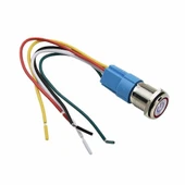16mm Kırmızı Power Sembol Ledli Kablolu Kilitlemeli Tip Metal Button Latch Panel Montaj Düz Kafa COM NO NC DC 6A 12V IP67 Su Geçirmez Paslanmaz Çelik Düğme Start Kontrol Otomasyon - 6