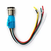 16mm Kırmızı Power Sembol Ledli Kablolu Kilitlemeli Tip Metal Button Latch Panel Montaj Düz Kafa COM NO NC DC 6A 12V IP67 Su Geçirmez Paslanmaz Çelik Düğme Start Kontrol Otomasyon - 5