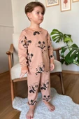 Erkek Çocuk Ayıcık Baskı Bilekleri ve Beli Lastikli Likralı Kazak Kahverengi Pijama Takım - 2