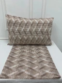 NİVEMESHOME KAHVE ÇİZGİLİ DESEN 2 Lİ YASTIK KILIFI KAPAKLI 50X70 - 2