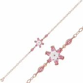 Gümüş Rose Pembe Lotus Çiçeği Bileklik SL2366 thumbnail 1