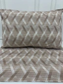 NİVEMESHOME KAHVE ÇİZGİLİ DESEN 2 Lİ YASTIK KILIFI KAPAKLI 50X70 - 1