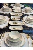 Onedekor  31 Parça Modern Kabartma Desen Yemek Takımı Gold - 5