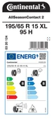 CONTİNENTAL 195/65R15 95H XL ASC2 DÖRT MEVSİM LASTİĞİ ÜRETİM YILI:2024 - 2
