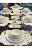 Onedekor  31 Parça Modern Kabartma Desen Yemek Takımı Gold - 6