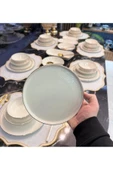Onedekor  31 Parça Modern Kabartma Desen Yemek Takımı Gold - 1