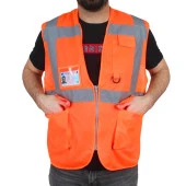 Mühendis Tipi İkaz Yeleği Cepli Fosforlu Turuncu Güvenlik Yelek thumbnail 1
