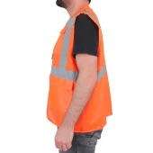 Mühendis Tipi İkaz Yeleği Cepli Fosforlu Turuncu Güvenlik Yelek thumbnail 4