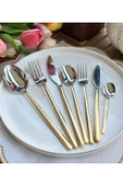 Onedekor  42 Parça 24K Altın Çatal Kaşık Bıçak Çkb Seti (Makinede Yıkanabilir) GARANTİLİ - 1