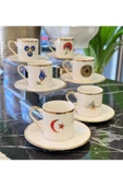 Onedekor  6'lı Lüks Kadife Kutulu Osmanlı Serisi Porselen Kahve Fincanı - 3