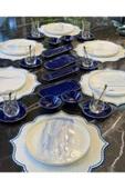 Onedekor  32 Parça Modern Blue Wind Gold Kahvaltı Takımı - 4