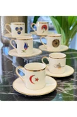 Onedekor  6'lı Lüks Kadife Kutulu Osmanlı Serisi Porselen Kahve Fincanı - 2