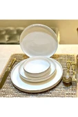 decovien  Bone Porselen Silver 6 Kişilik Yemek Takımı 24 Parça Aym115 - 3