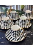 Onedekor  6'lı Royal Black Kazayağı Kahve Fincanı - 4