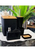 Onedekor  5 Parça Lenox Akrilik Bambu Banyo Seti Siyah - 1