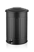 The Mia  Galvaniz 37lt 50x40cm Büyük Boy Çöp Kovası Siyah Glv0292 - 1