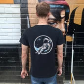 Man On The Moon T-shirt %100 Pamuklu Siyah Penye Basic Erkek Tişört thumbnail 3