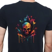 Skull T-shirt %100 Pamuklu Siyah Penye Basic Erkek Tişört thumbnail 1