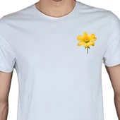 Flower T-shirt %100 Pamuklu Beyaz Penye Basic Erkek Tişört thumbnail 1