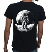 Astronaut T-shirt %100 Pamuklu Siyah Penye Basic Erkek Tişört thumbnail 2