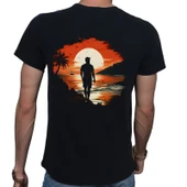 Man On Island T-shirt %100 Pamuklu Siyah Penye Basic Erkek Tişört thumbnail 3