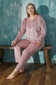 Gd Goldoremi 13208-4 Kadın Büyük Beden Kadife Uzun Kollu Pijama Takımı - 1