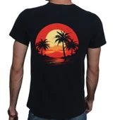 Island T-shirt %100 Pamuklu Siyah Penye Basic Erkek Tişört thumbnail 2