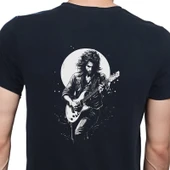 To The Moon And Back T-shirt %100 Pamuklu Siyah Penye Basic Erkek Tişört thumbnail 1