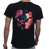 Neon Guitar T-shirt %100 Pamuklu Siyah Penye Basic Erkek Tişört thumbnail 3