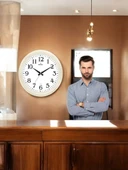 Girist Salon Tipi Büyük Boy Duvar Saati Bej 46 cm - 2