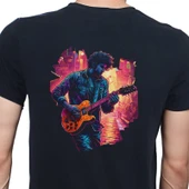 Neon Guitar T-shirt %100 Pamuklu Siyah Penye Basic Erkek Tişört thumbnail 1