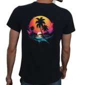 Hawaii T-shirt %100 Pamuklu Siyah Penye Basic Erkek Tişört thumbnail 2