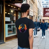 Splash Dragon T-shirt %100 Pamuklu Siyah Penye Basic Erkek Tişört thumbnail 3