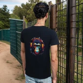 Splash Animal T-shirt %100 Pamuklu Siyah Penye Basic Erkek Tişört thumbnail 5