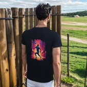 Neon Spor T-shirt %100 Pamuklu Siyah Penye Basic Erkek Tişört thumbnail 3