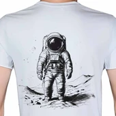 Astronaut T-shirt %100 Pamuklu Beyaz Penye Basic Erkek Tişört thumbnail 1