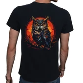 Owl T-shirt %100 Pamuklu Siyah Penye Basic Erkek Tişört thumbnail 2