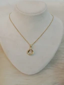 14 K TAŞLI KALP KOLYE - 1