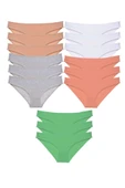 15 adet Süper Eko Set Likralı Kadın Slip Külot Ten Gri Beyaz Pudra Yeşil - 1