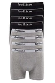 8 adet Feelline Siyah ve Gri Pamuklu Doğal Likralı Erkek Boxer thumbnail 3