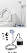 Periboia USB Şarjlı El Duş Pompası Taşınabilir Kamp Tatil Seyahat Banyo Su Pompası Başlık Hortum Seti - 1