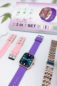 G10 Mini Elegant Amoled Ekran 38mm Taşlı Akıllı Saat 3 Kordonlu Smart Watch - 2