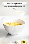 Akrilik Barok Beyaz Orta Boy Kare Meyve & Salata Kasesi & Karıştırma Kabı / 1,5 Lt  (CAM DEĞİLDİR) - 1