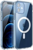 Iphone 12 Kılıf Kamera Lens Korumalı Magsafe Destekli Şeffaf Darbe Emici Sert Kapak - 1